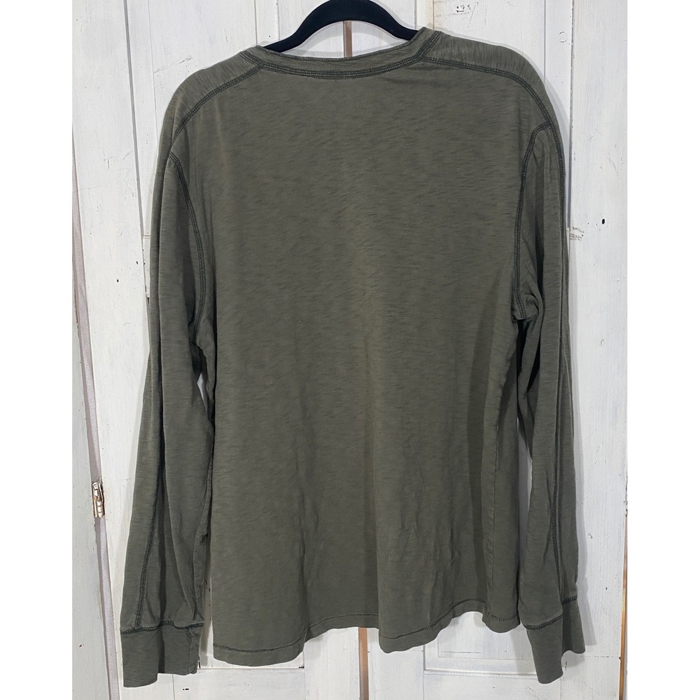 Converse One Star Mens Henley Shirt Large Olive Green Fox Graphic Long Sleeve - Picture 2 of 6
